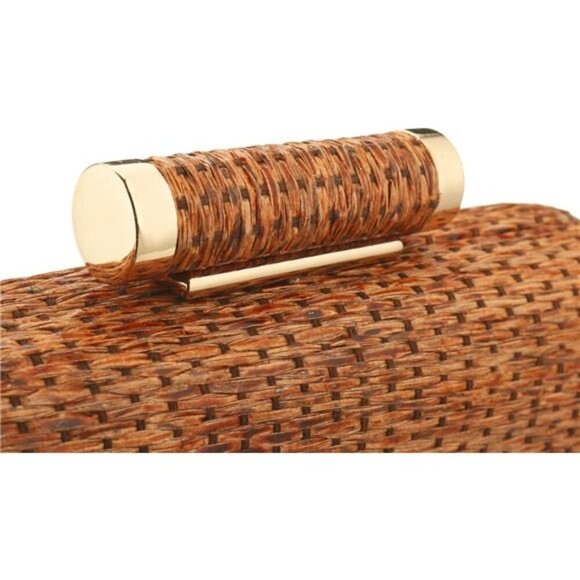 Straw Clutch Purse Hand-Woved Evening Straw Handbag Party Wedding Summer - Picture 5 of 7